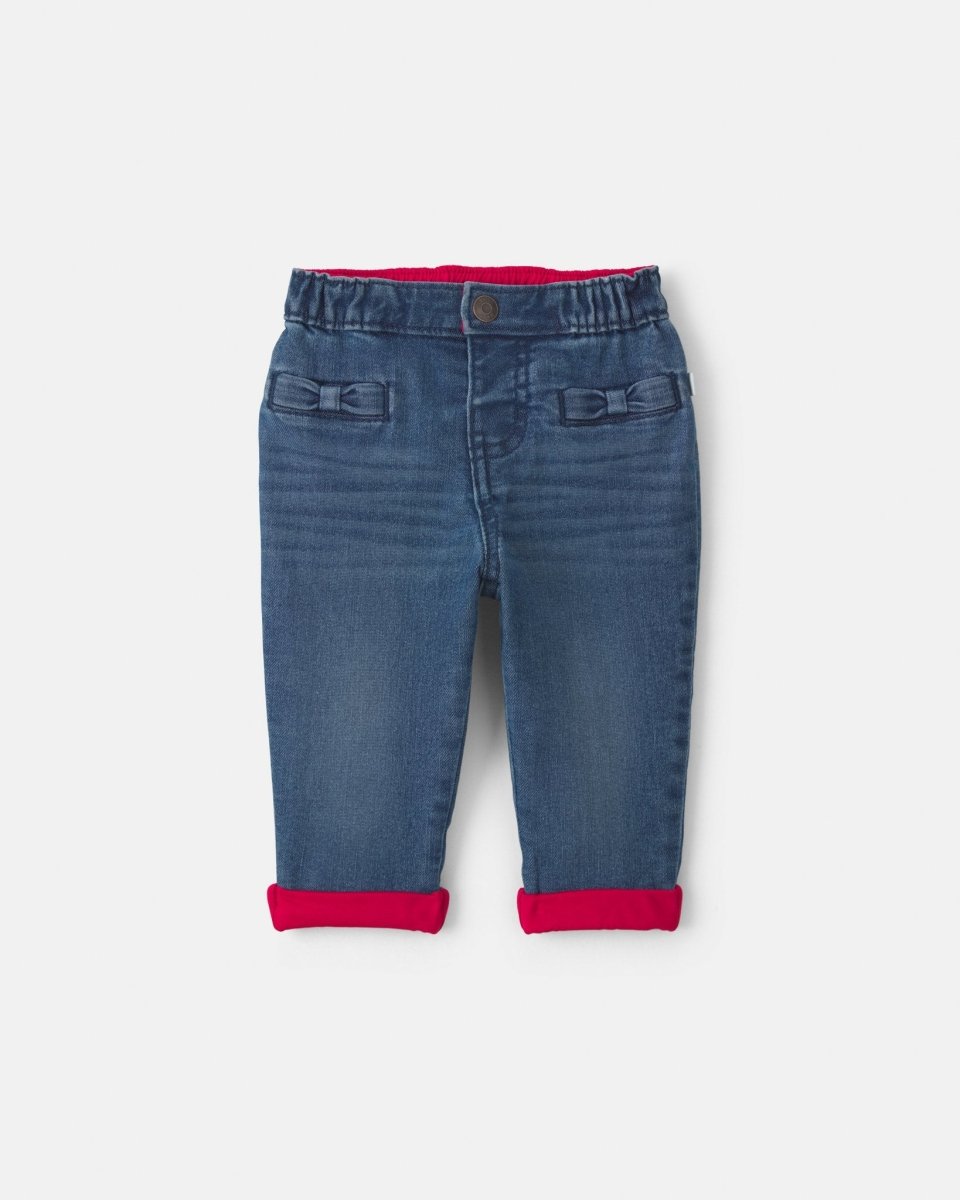 Pantalón vaquero elástico con forro de punto, lavado oscuro - Carter's