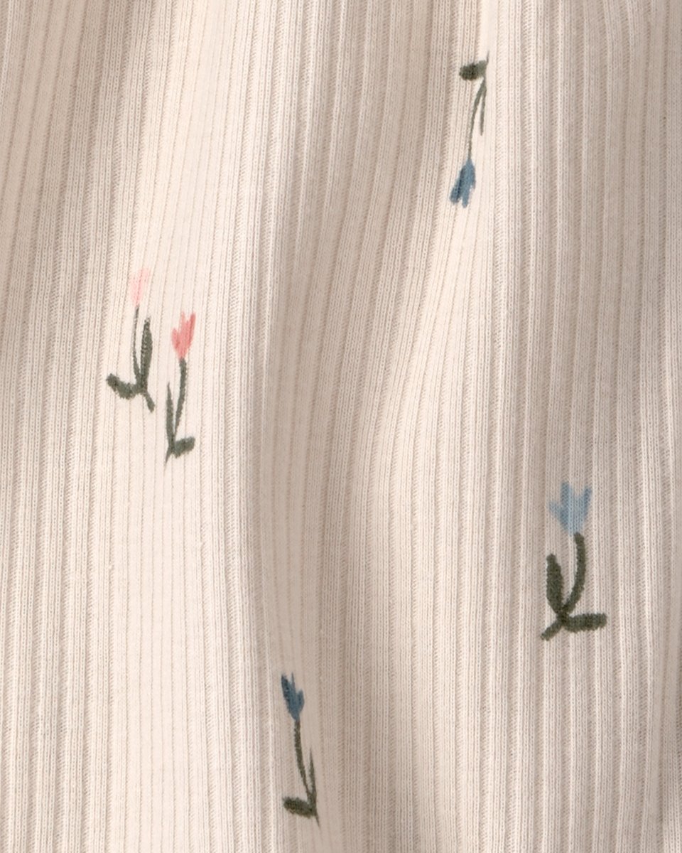 Pelele corto de algodón acanalado, diseño floral crema - Carter's