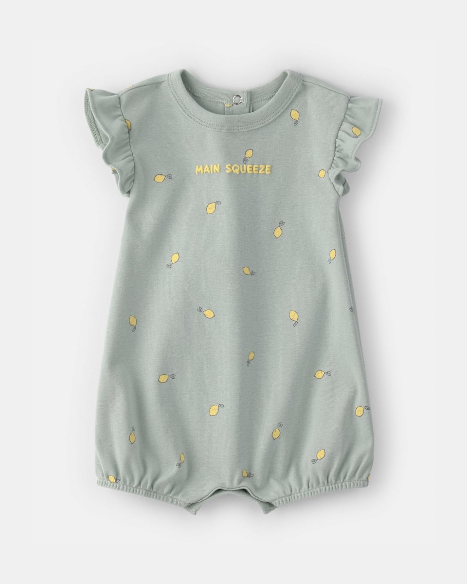 Pelele corto de algodón acanalado, diseño limón verde - Carter's