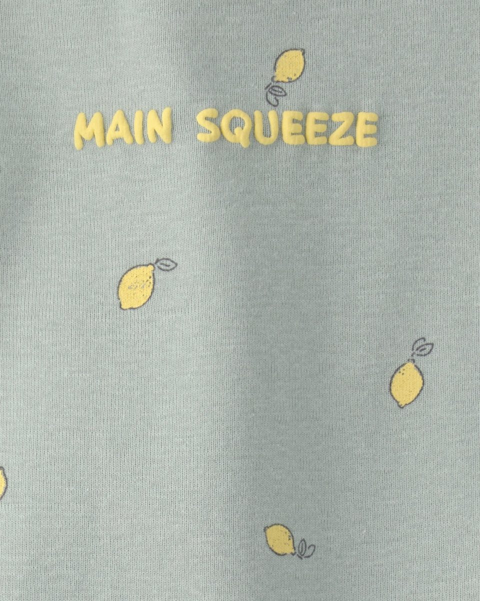 Pelele corto de algodón acanalado, diseño limón verde - Carter's