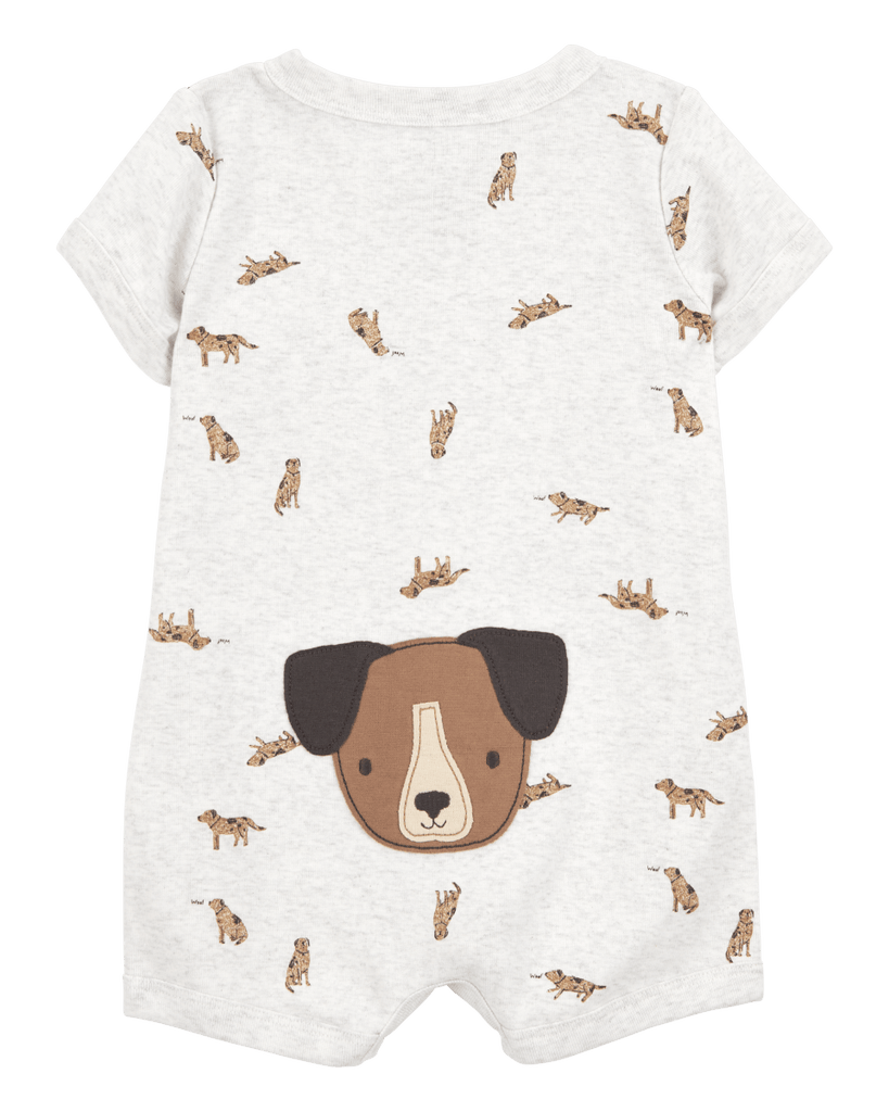 Pelele de manga corta con estampado de perro en color gris - Carter´s España