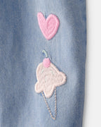 Pelele largo de algodón chambray sin mangas con bordado - Carter's