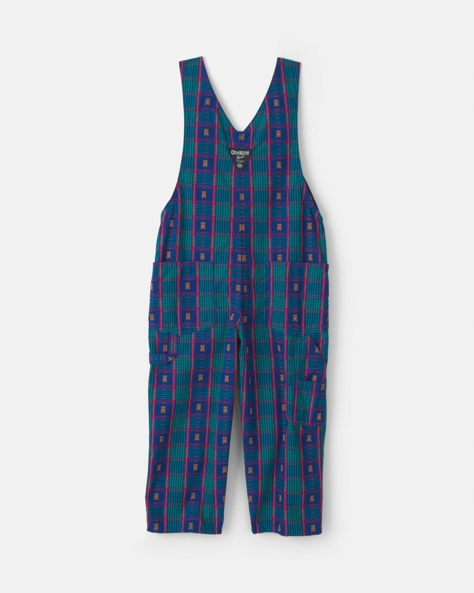 Peto de algodón a cuadros con tirantes ajustables, azul - Carter's
