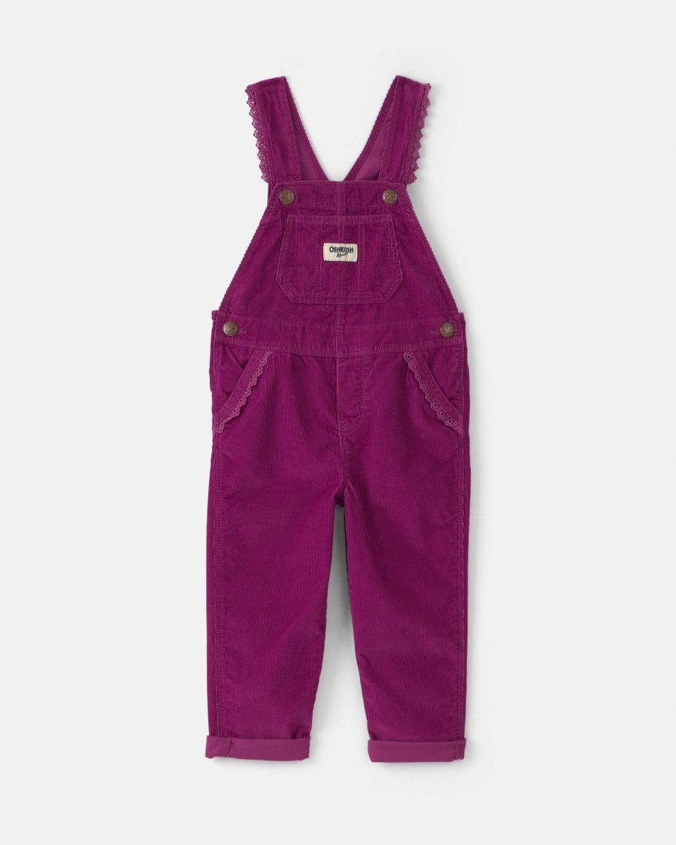 Peto de pana con tirantes de botón y encaje, morado - Carter's