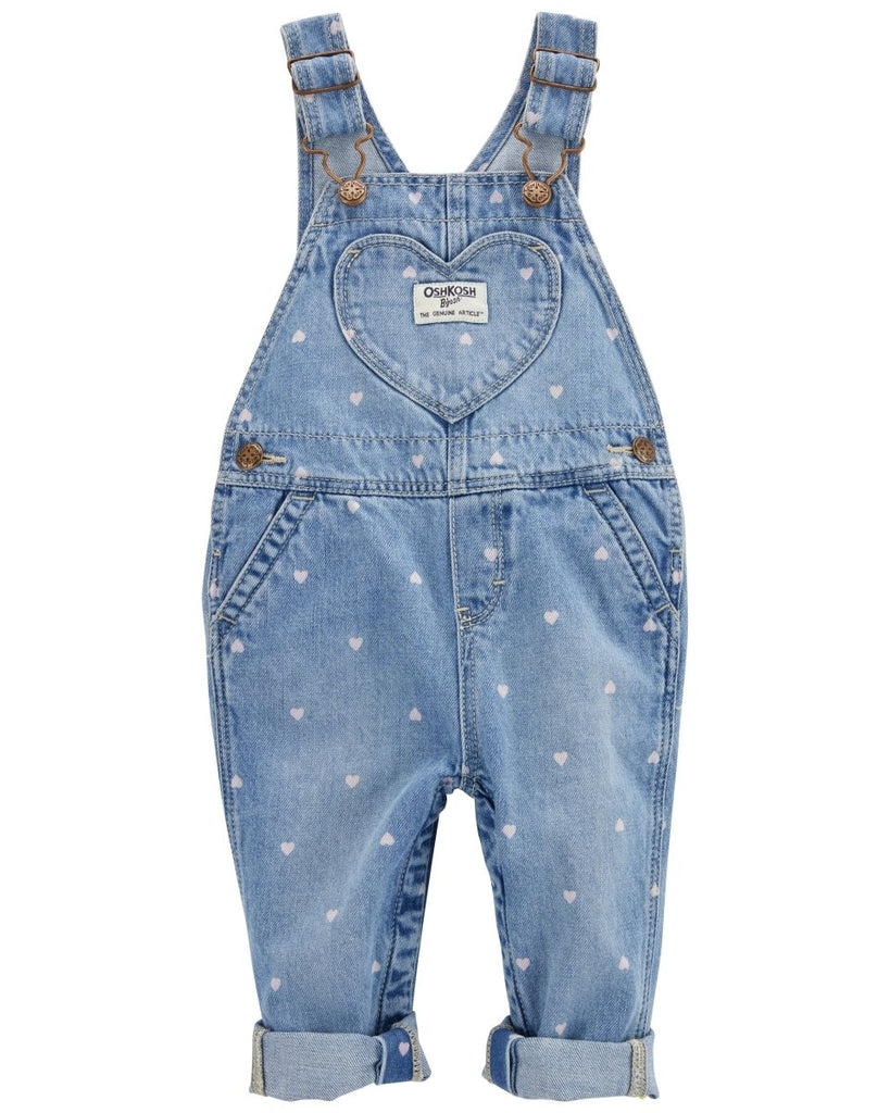Peto denim azul cielo con corazones para bebé niña - Carter's