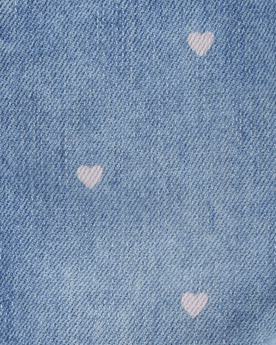 Peto denim knit azul con estampado de corazones - Carter's