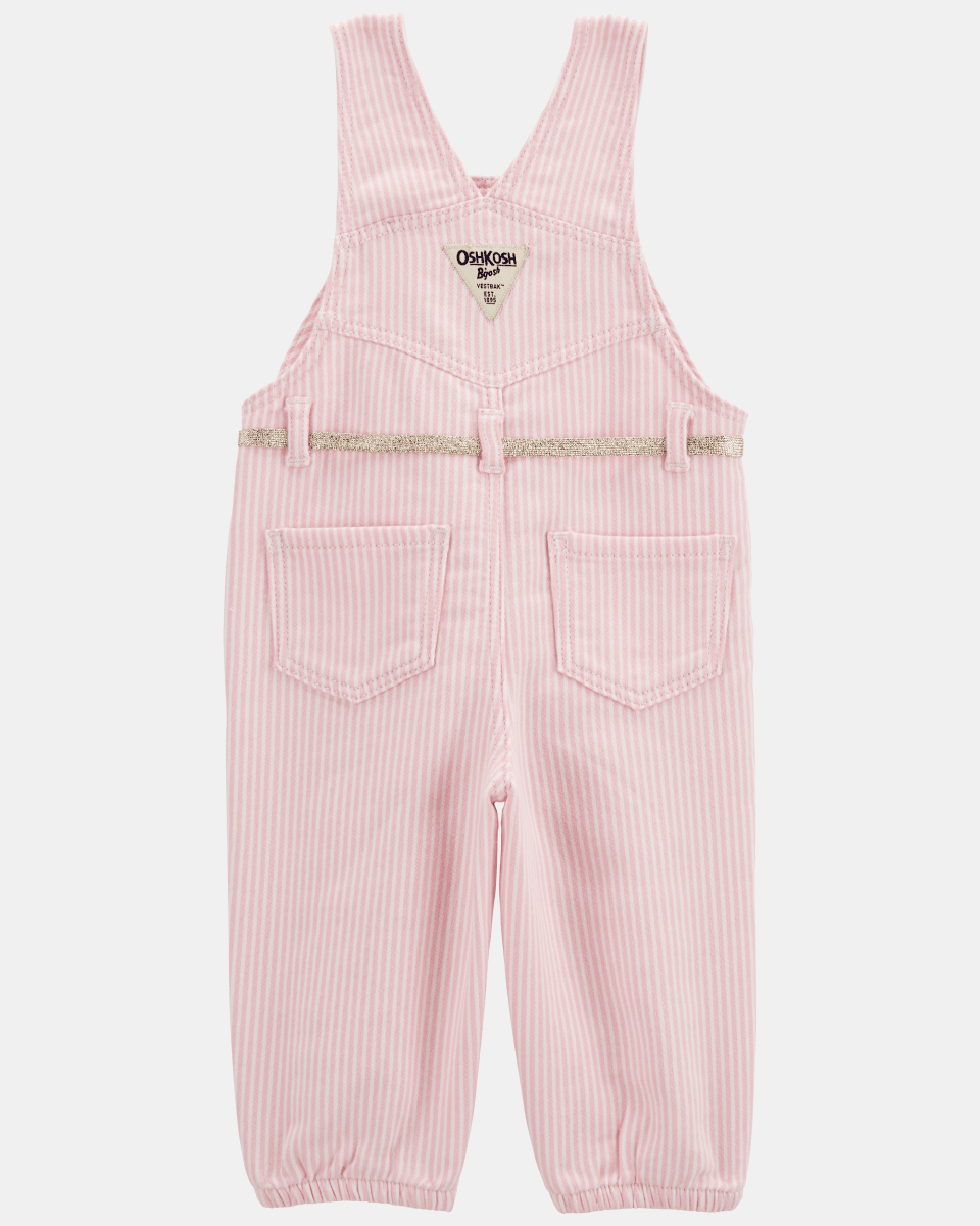 Peto denim rosa a rayas con lazo dorado - Carter's
