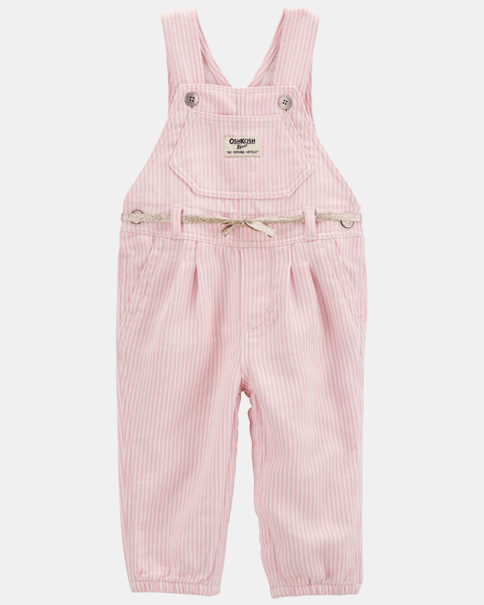 Peto denim rosa a rayas con lazo dorado - Carter's