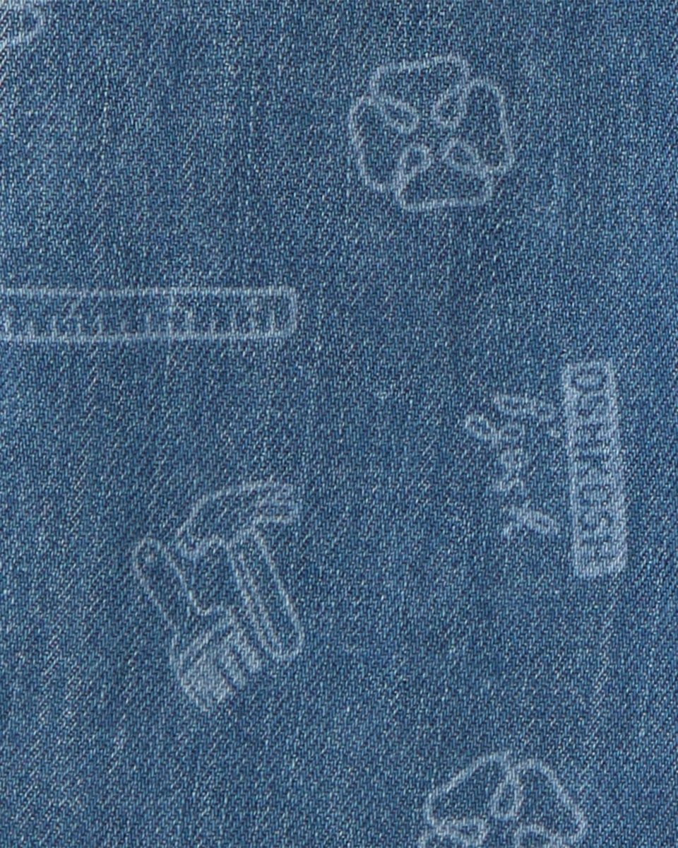 Peto vaquero de algodón con logo, lavado claro - Carter's