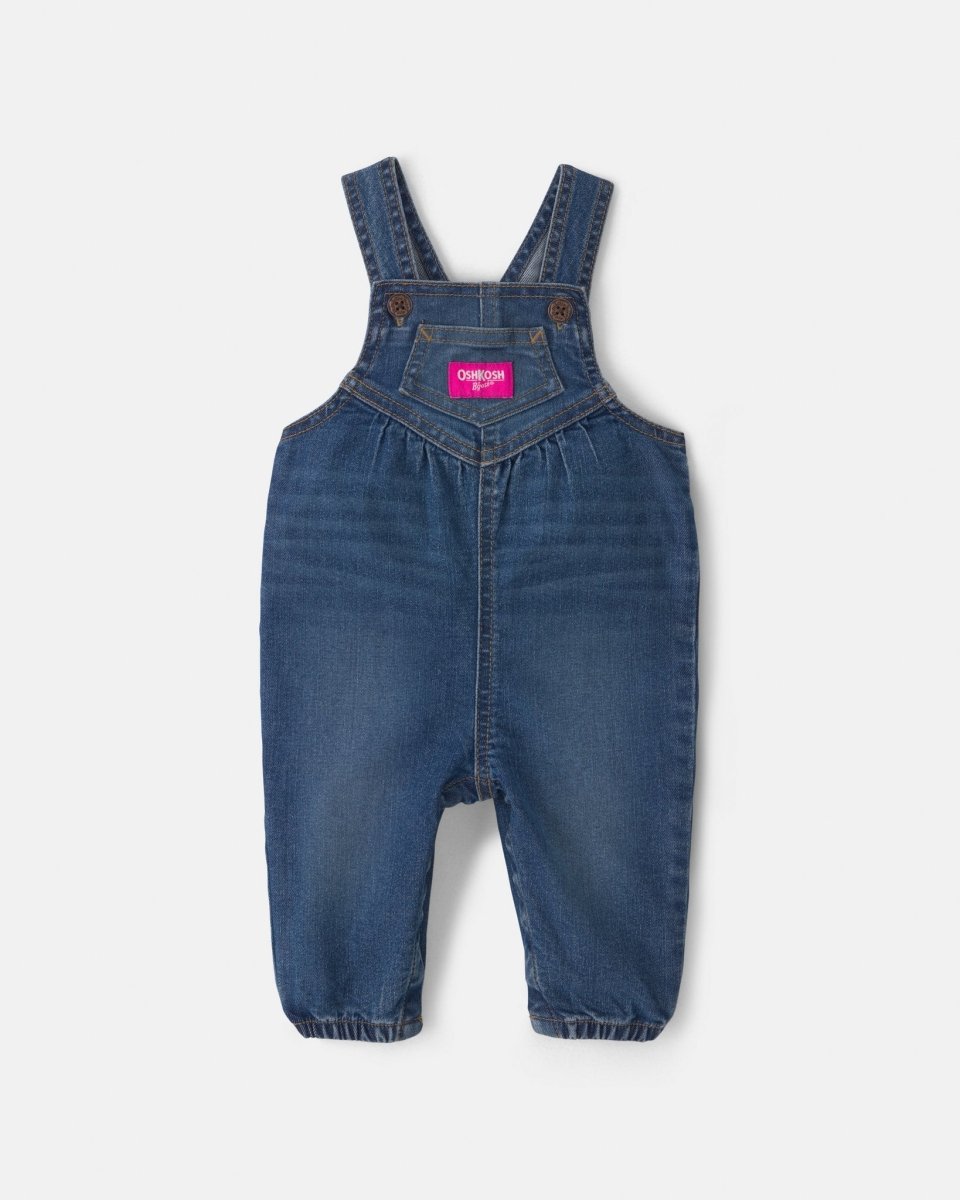 Peto vaquero elástico con tirantes, lavado medio - Carter's