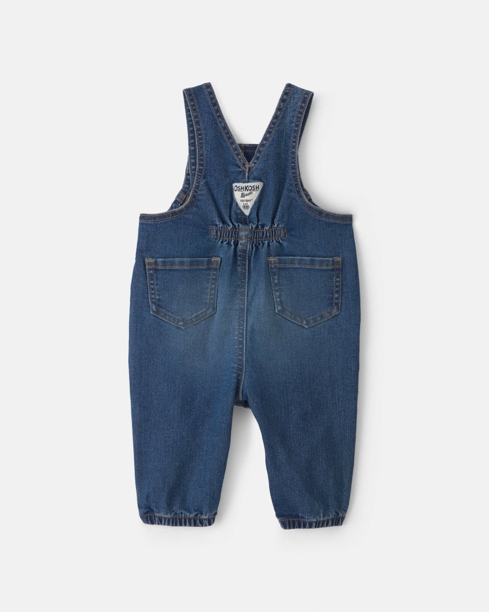 Peto vaquero elástico con tirantes, lavado medio - Carter's