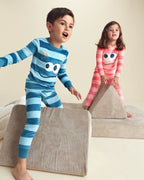 Pijama 2 piezas de terciopelo, monstruos a rayas en azul - Carter's
