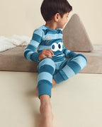 Pijama 2 piezas de terciopelo, monstruos a rayas en azul - Carter's