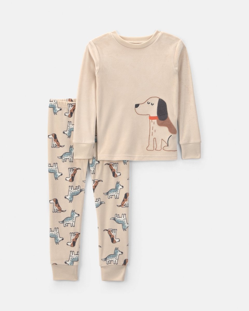 Pijama 2 piezas de terciopelo, perro en tostado - Carter's