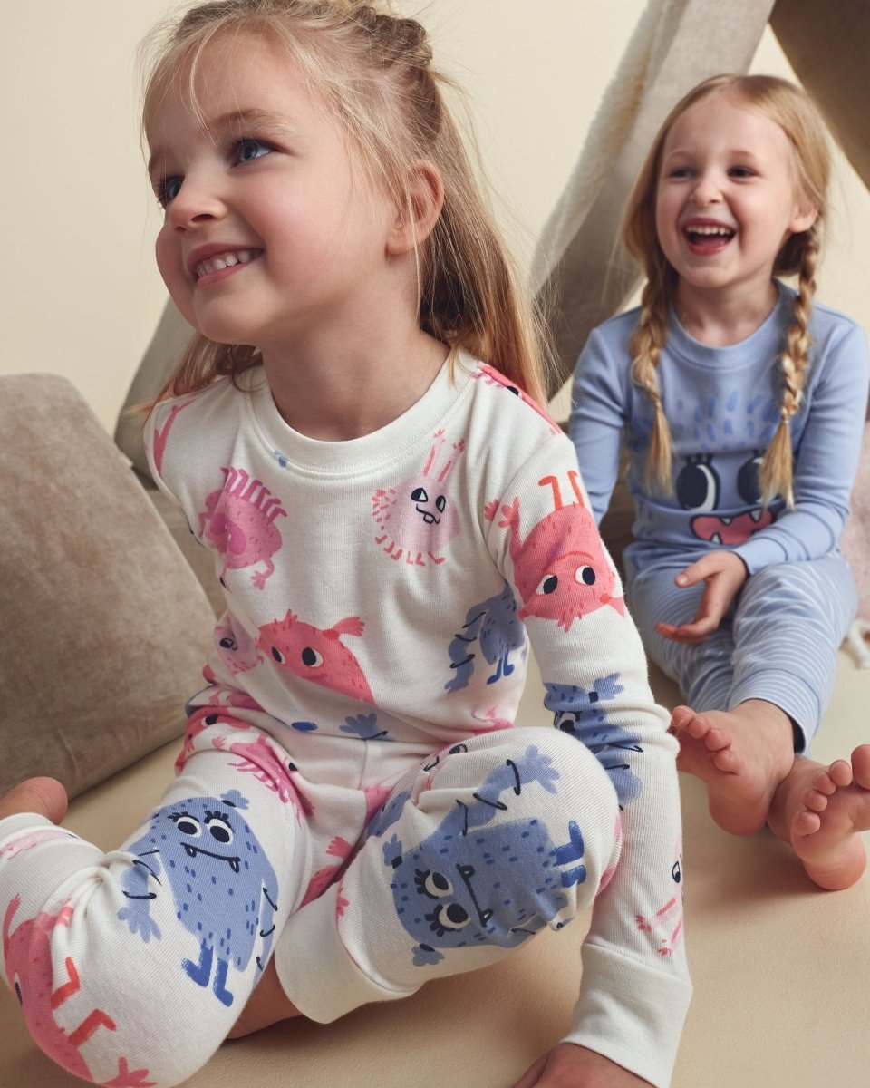 Pijama 4 piezas de algodón, monstruos en azul y crema - Carter's