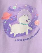 Pijama 4 piezas de algodón, perro astronauta en morado - Carter's