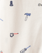Pijama de algodón con estampado de construcción blanco - Carter's