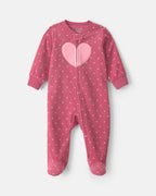Pijama de polar con pie, corazones en rosa - Carter's