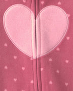 Pijama de polar con pie, corazones en rosa - Carter's