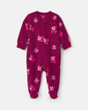 Pijama de polar con pie, flores en morado