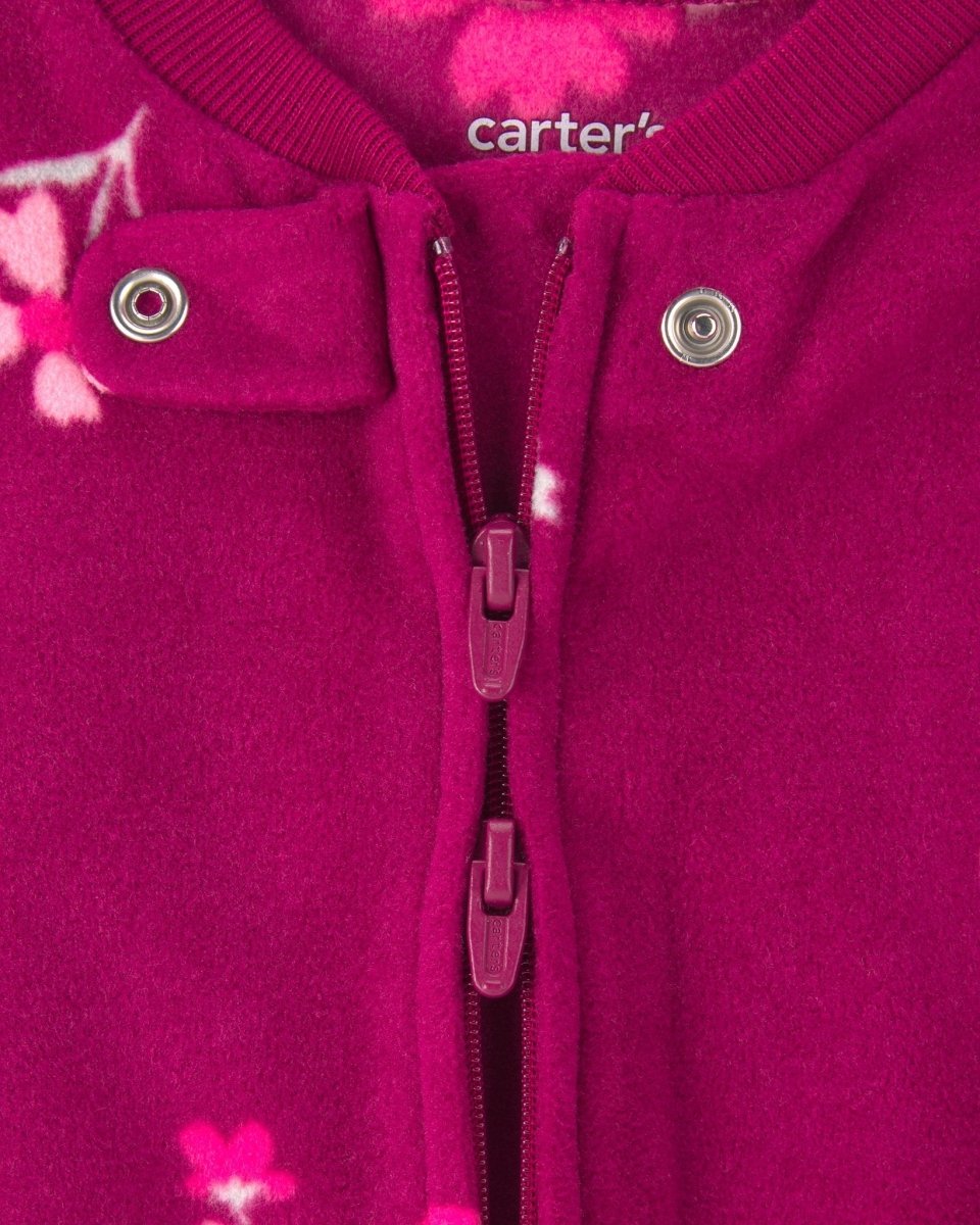 Pijama de polar con pie, flores en morado - Carter's