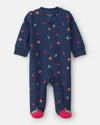 Pijama de polar con pie, frutas en azul