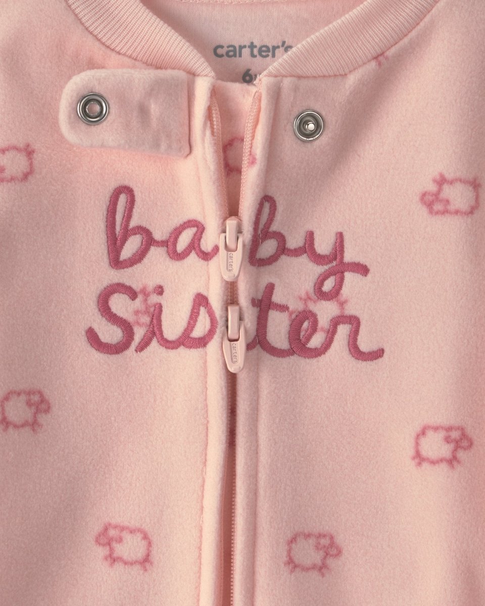 Pijama de polar con pie, hermana pequeña en rosa - Carter's