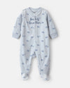 Pijama de polar con pie, hermano pequeño en azul