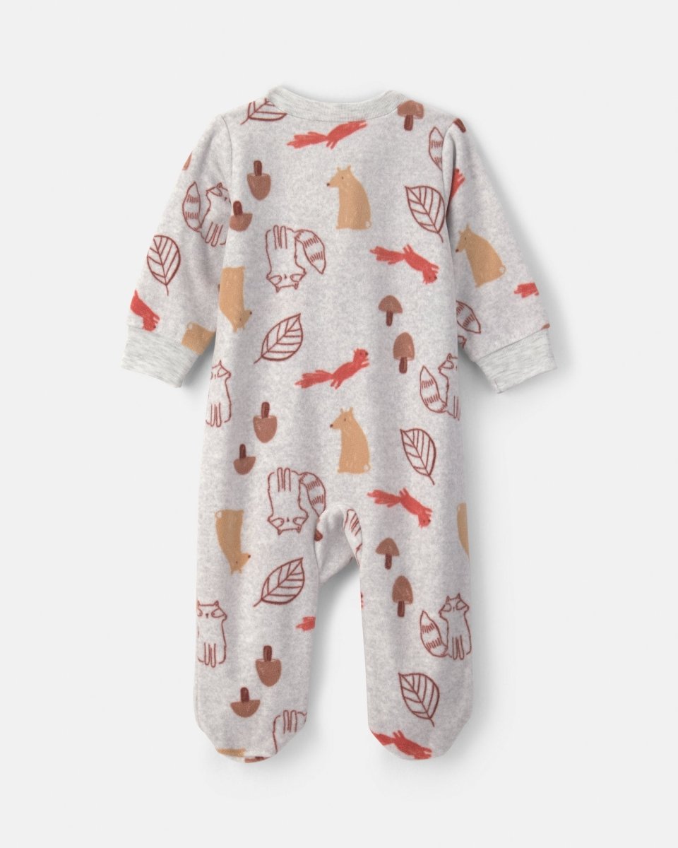 Pijama de polar con pie, hojas de otoño en gris - Carter's