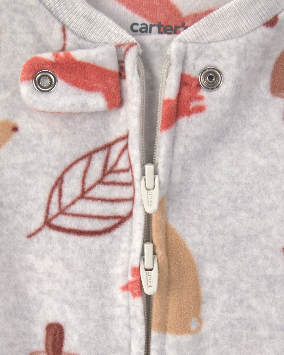 Pijama de polar con pie, hojas de otoño en gris - Carter's