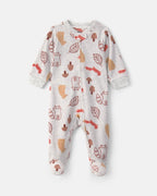 Pijama de polar con pie, hojas de otoño en gris - Carter's