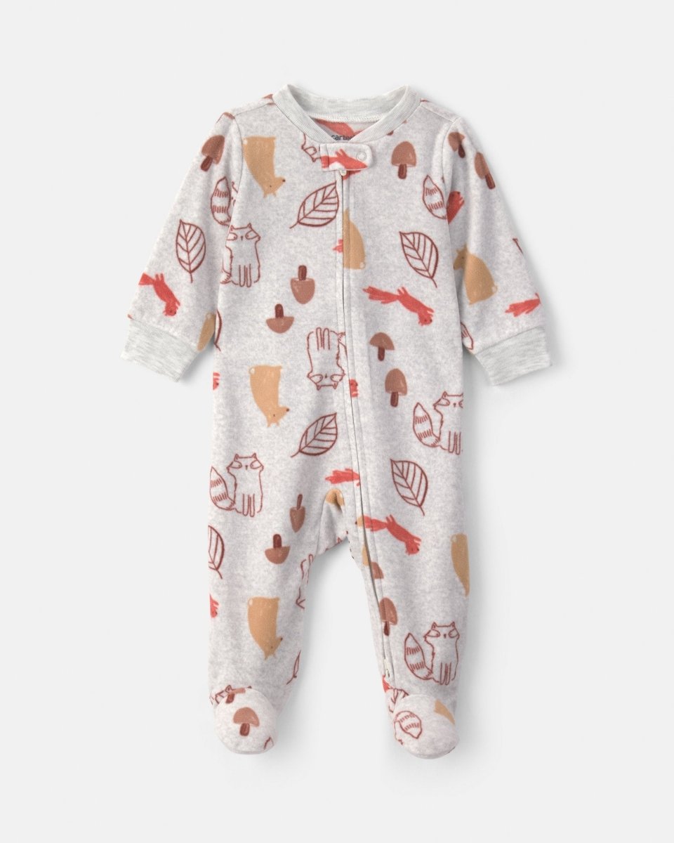 Pijama de polar con pie, hojas de otoño en gris - Carter's