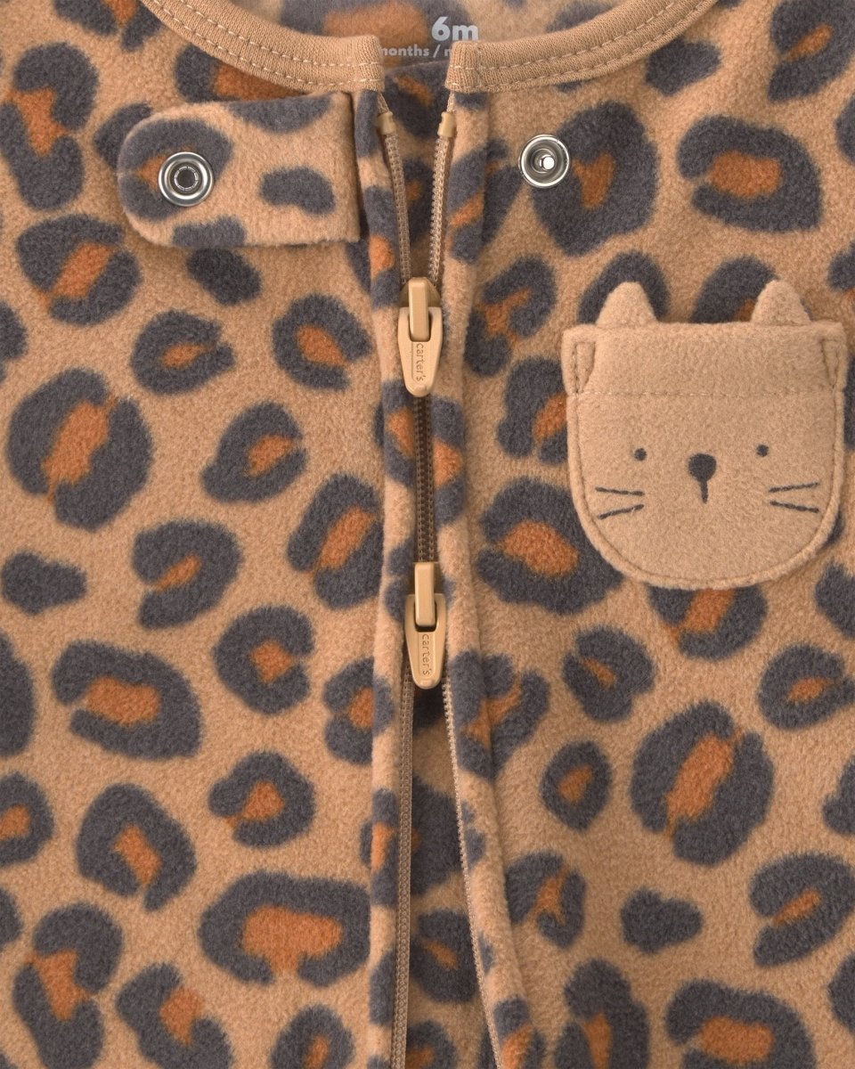 Pijama de polar con pie, leopardo en marrón - Carter's