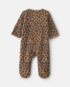 Pijama de polar con pie, leopardo en marrón - Carter's
