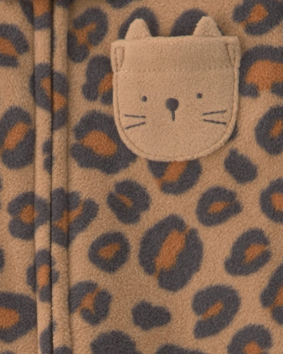 Pijama de polar con pie, leopardo en marrón - Carter's