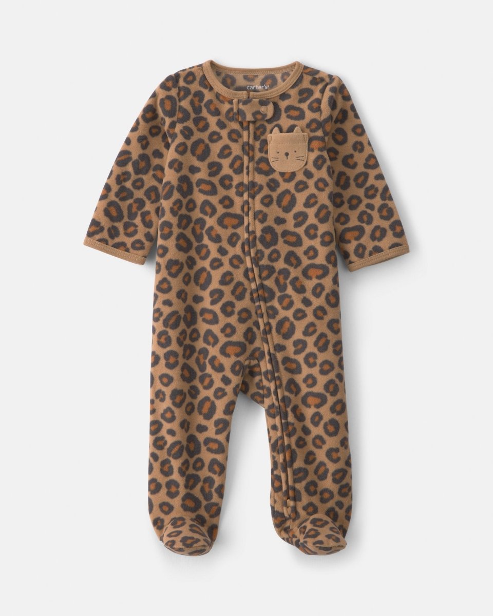Pijama de polar con pie, leopardo en marrón - Carter's