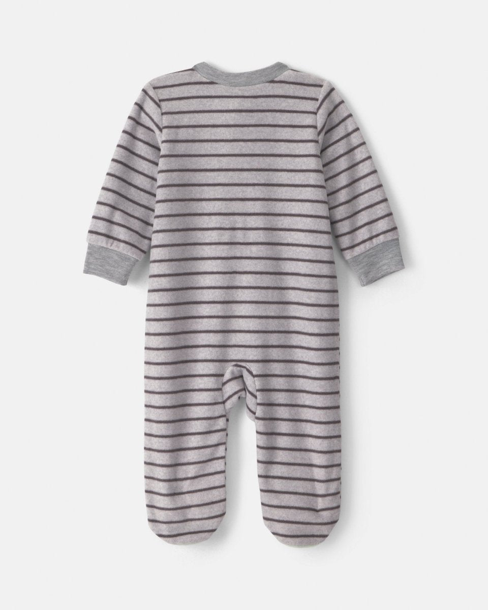 Pijama de polar con pie, monstruos a rayas en gris - Carter's