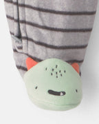 Pijama de polar con pie, monstruos a rayas en gris - Carter's