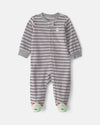 Fleece footed pajamas, gray striped monsters