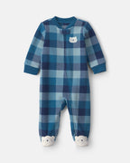 Pijama de polar con pie, osos de cuadros en azul - Carter's