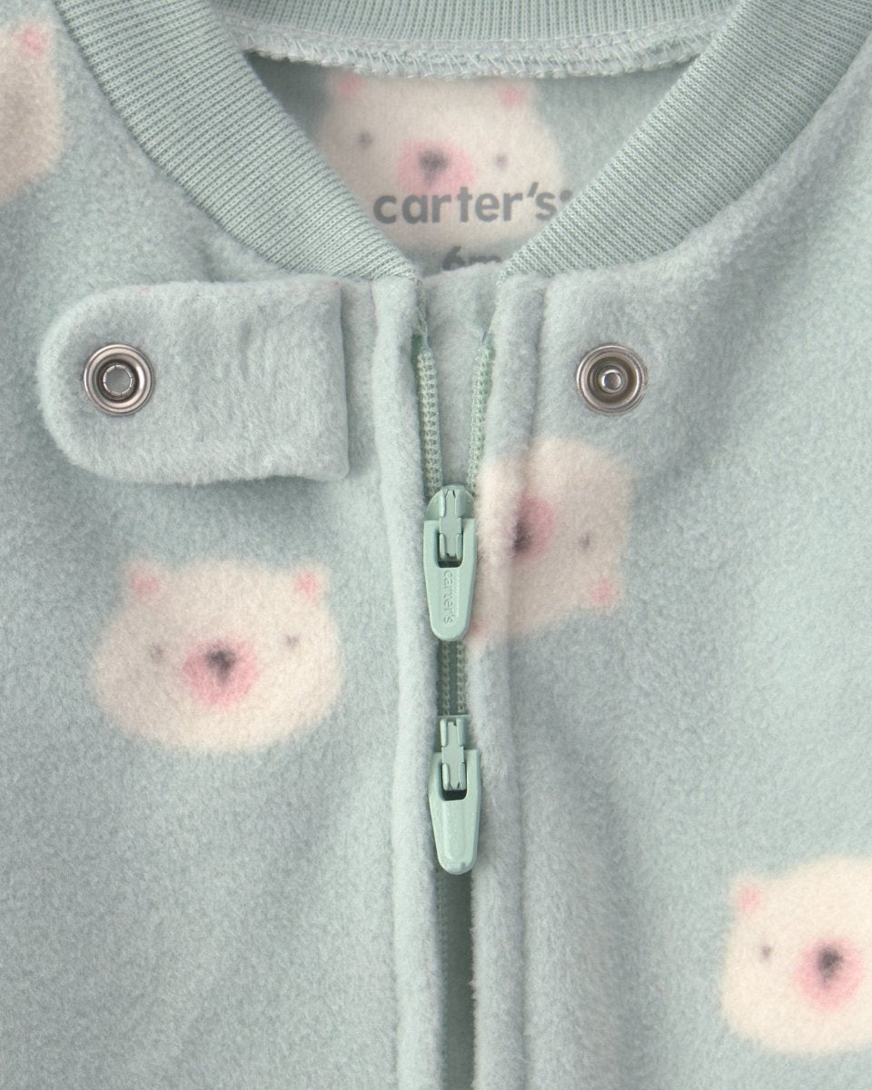 Pijama de polar con pie, osos en verde - Carter's