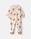 Pijama de polar con pie, perritos en crema