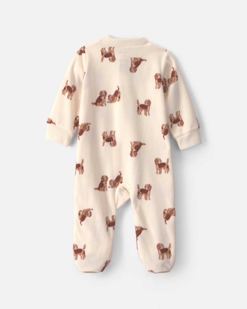 Pijama de polar con pie, perritos en crema - Carter's