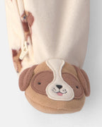Pijama de polar con pie, perritos en crema - Carter's