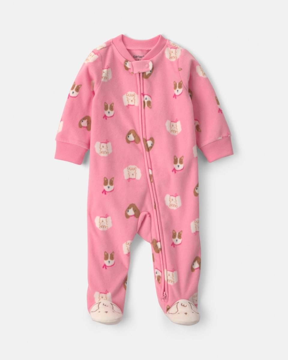 Pijama de polar con pie, perritos en rosa - Carter's