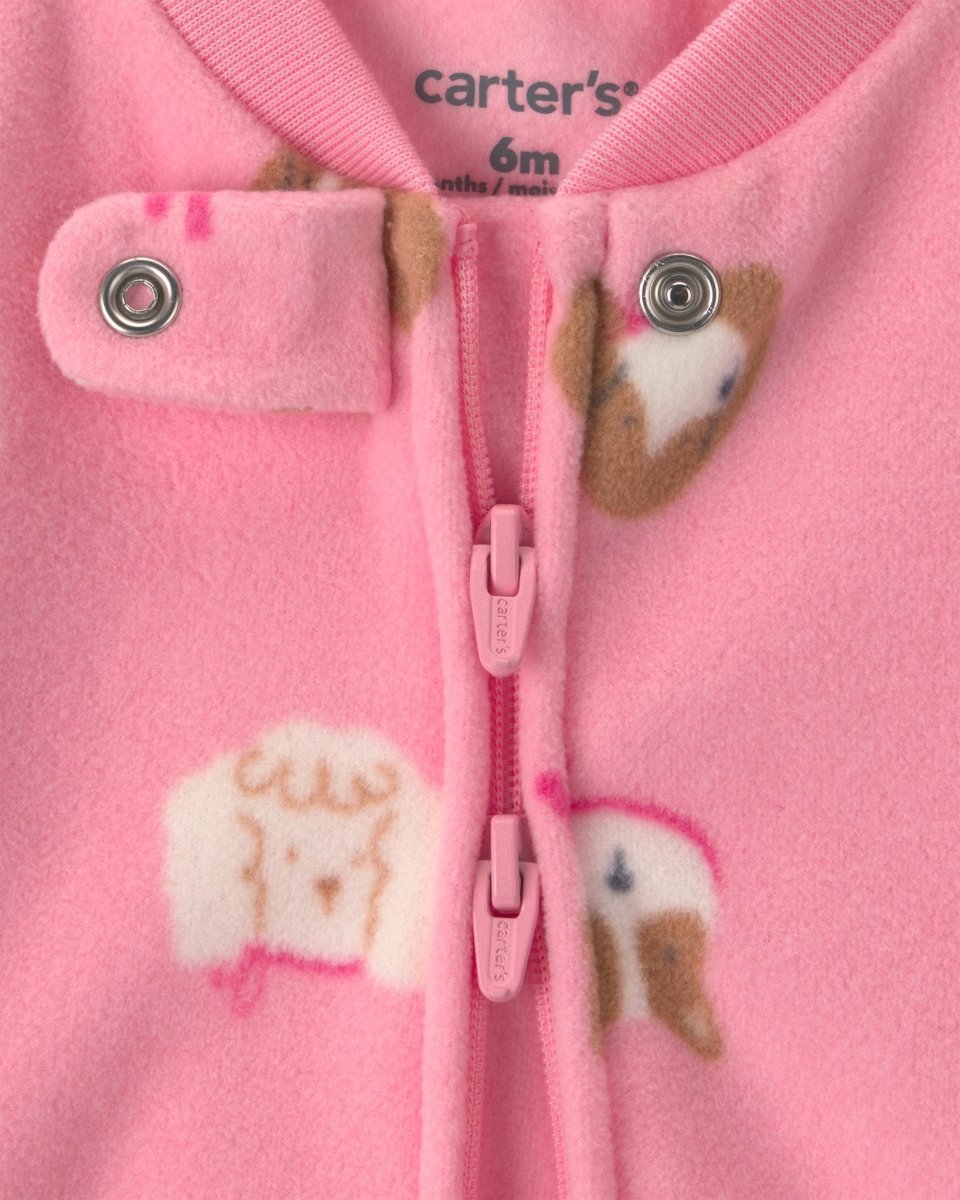 Pijama de polar con pie, perritos en rosa - Carter's