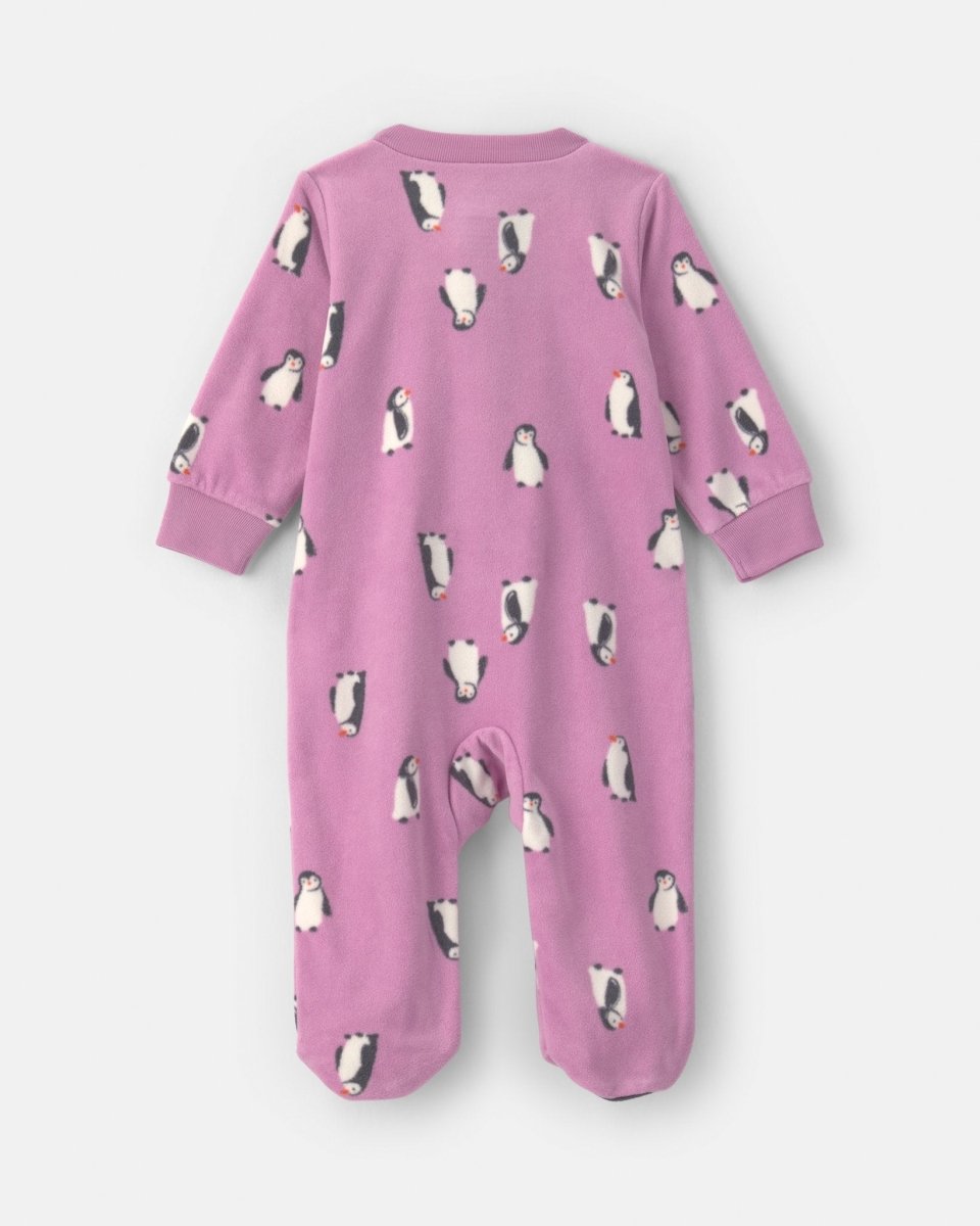 Pijama de polar con pie, pingüinos en morado - Carter's