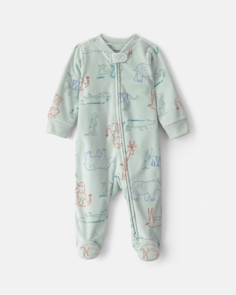 Pijama de polar con pie, safari en verde - Carter's
