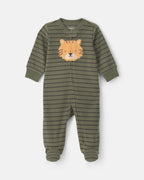 Pijama de polar con pie, tigres a rayas en verde - Carter's