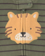 Pijama de polar con pie, tigres a rayas en verde - Carter's